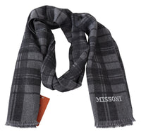 Thumbnail for Elegant Unisex Plaid Wool Scarf with Logo Embroidery