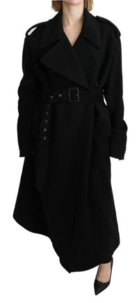 Thumbnail for Elegant Black Wool Trenchcoat