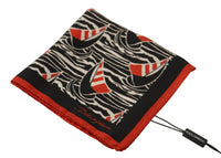 Thumbnail for Black Red Sailboat Square Handkerchief Silk Scarf