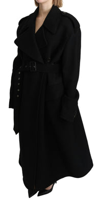 Thumbnail for Elegant Black Wool Trenchcoat