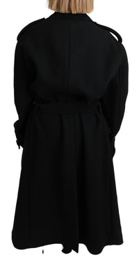 Thumbnail for Elegant Black Wool Trenchcoat