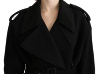 Thumbnail for Elegant Black Wool Trenchcoat