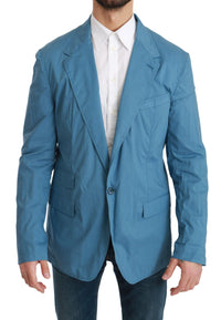 Thumbnail for Elegant Blue Cotton Formal Blazer