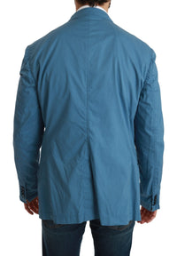 Thumbnail for Elegant Blue Cotton Formal Blazer