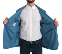 Thumbnail for Elegant Blue Cotton Formal Blazer