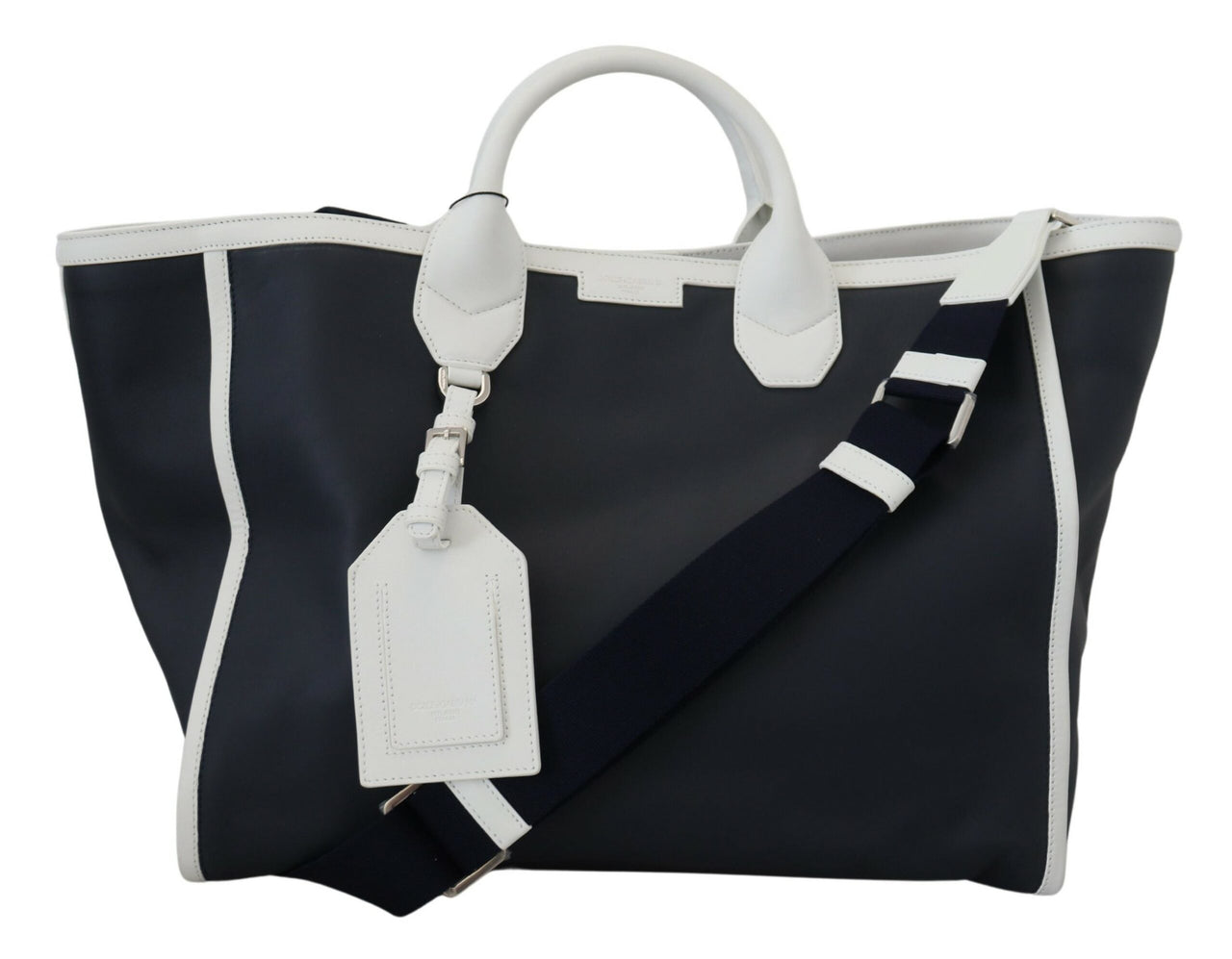 Elegant Two-Tone Leather Shopper Tote