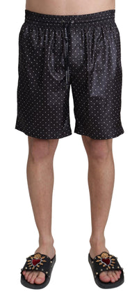 Thumbnail for Chic Black Polka Dot Men's Swim Trunks