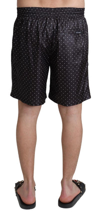 Thumbnail for Chic Black Polka Dot Men's Swim Trunks