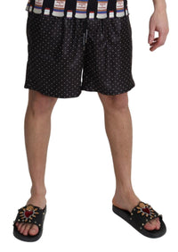 Thumbnail for Chic Black Polka Dot Men's Swim Trunks