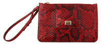 Thumbnail for Elegant Red Leather Ayers Snake Clutch