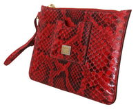 Thumbnail for Elegant Red Leather Ayers Snake Clutch