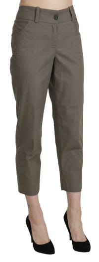 Thumbnail for Elegant High Waist Cropped Pants in Gray