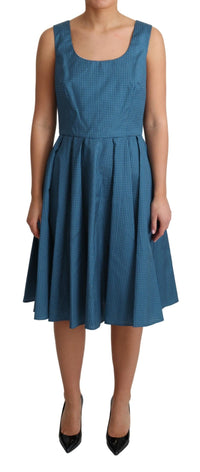 Thumbnail for Blue Polka Dotted Sleeveless A-Line Dress