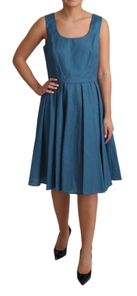 Thumbnail for Blue Polka Dotted Sleeveless A-Line Dress
