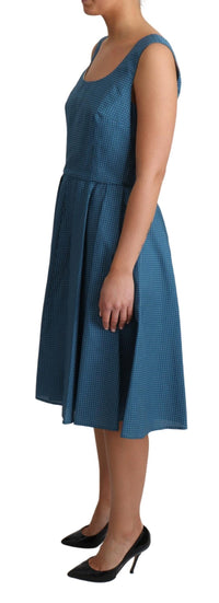 Thumbnail for Blue Polka Dotted Sleeveless A-Line Dress