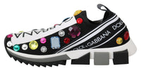 Thumbnail for Black Crystal-Embellished Low Top Sneakers