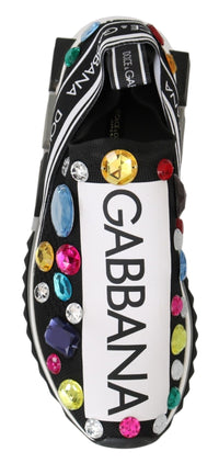 Thumbnail for Black Crystal-Embellished Low Top Sneakers