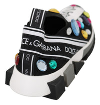 Thumbnail for Black Crystal-Embellished Low Top Sneakers