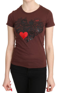 Thumbnail for Chic Brown Hearts Printed Short Sleeve Top