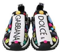 Thumbnail for Black Crystal-Embellished Low Top Sneakers