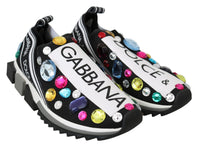 Thumbnail for Black Crystal-Embellished Low Top Sneakers