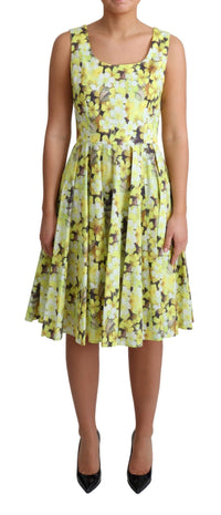 Thumbnail for Elegant Yellow Floral A-Line Sleeveless Dress
