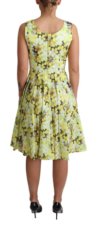 Thumbnail for Elegant Yellow Floral A-Line Sleeveless Dress
