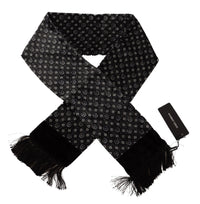 Thumbnail for Black Geometric Patterned Shawl Wrap Fringe Scarf
