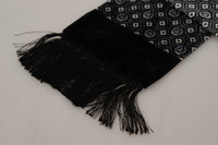 Thumbnail for Black Geometric Patterned Shawl Wrap Fringe Scarf