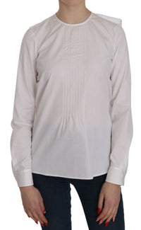 Thumbnail for Elegant White Cotton Crew Neck Top