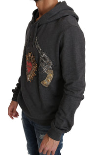 Thumbnail for Gray Crystal Heart Gun Motif Sweater