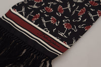 Thumbnail for Black Red Umbrellas Patterned Shawl Fringe Scarf