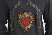 Thumbnail for Gray Crystal Heart Gun Motif Sweater