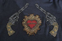 Thumbnail for Gray Crystal Heart Gun Motif Sweater