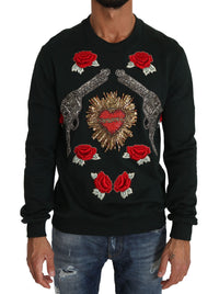 Thumbnail for Emerald Cotton Sweater with Crystal Embroidery