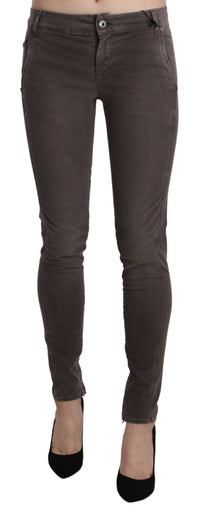Thumbnail for Chic Brown Low Waist Skinny Trousers