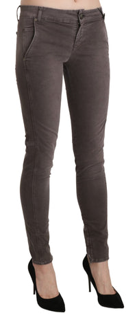Thumbnail for Chic Brown Low Waist Skinny Trousers