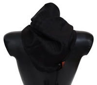 Thumbnail for Elegant Black Wool Scarf with Logo Embroidery