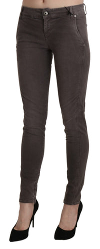 Thumbnail for Chic Brown Low Waist Skinny Trousers