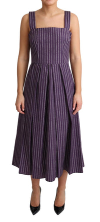 Thumbnail for Elegant Sleeveless A-Line Purple Stripe Dress