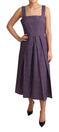 Thumbnail for Elegant Sleeveless A-Line Purple Stripe Dress
