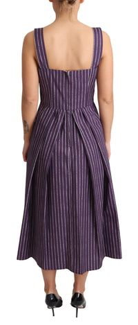 Thumbnail for Elegant Sleeveless A-Line Purple Stripe Dress