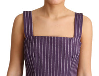 Thumbnail for Elegant Sleeveless A-Line Purple Stripe Dress