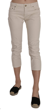 Thumbnail for Beige Low Waist Skinny Cropped Capri Pants