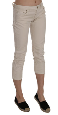 Thumbnail for Beige Low Waist Skinny Cropped Capri Pants