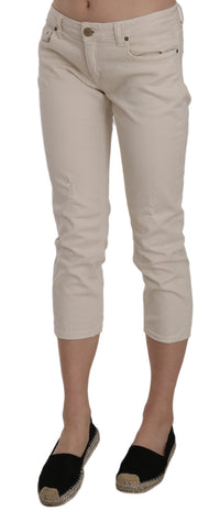 Thumbnail for Beige Low Waist Skinny Cropped Capri Pants