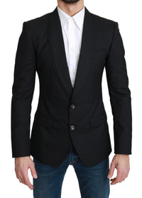Thumbnail for Elegant Black Virgin Wool Formal Blazer