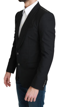 Thumbnail for Elegant Black Virgin Wool Formal Blazer