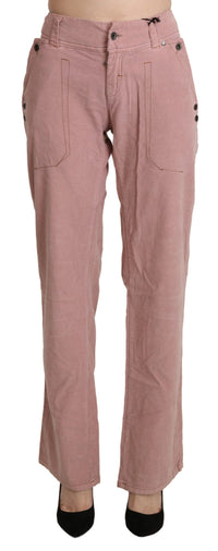 Thumbnail for Pink High Waist Straight Cotton Trouser Pants
