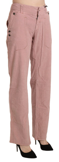 Thumbnail for Pink High Waist Straight Cotton Trouser Pants